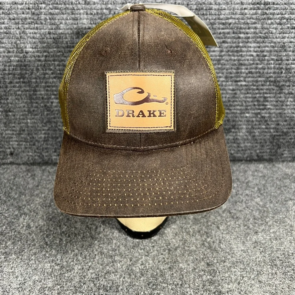 Drake Hat Cap Mens OSFA Snap Back Mesh Trucker Brown Green Outdoor Duck New‎